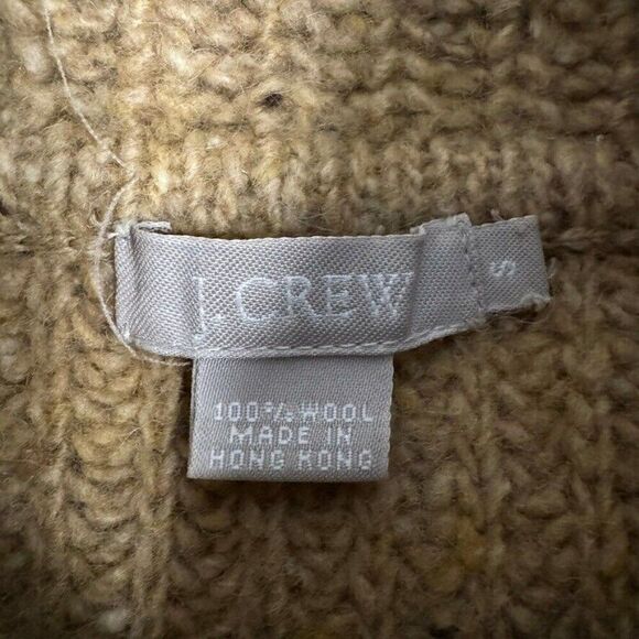 Vintage J Crew Womens Tan Brown Chunky 100% Wool Ribbed Turtle Neck Sweater Sz S - Picture 2 of 7